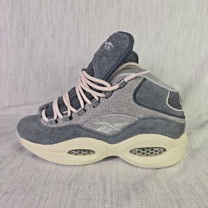 Reebok Question Mid Top Suede Basketball Shoes Grey Steel Chalk Sneakers Sz 8.5